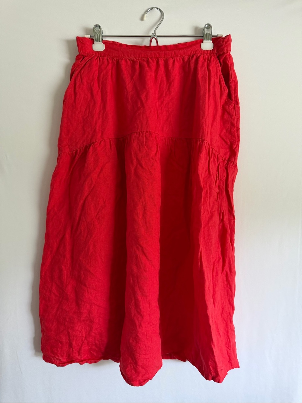 Joie Linen Midi Skirt Red Womens L 100% Linen